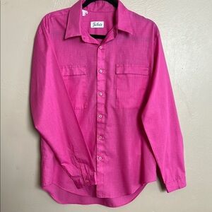 Vintage 80’s Bullock’s Store Women’s Button Up Hot Pink/Fuchsia Tunic. Size XL.